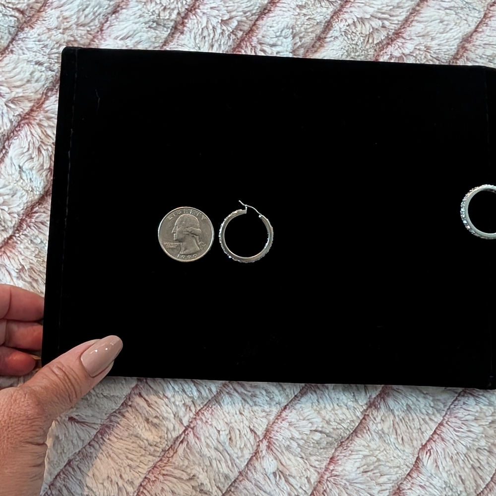 Never Worn 925 CZ Silver Hoops - Picture 4 of 10